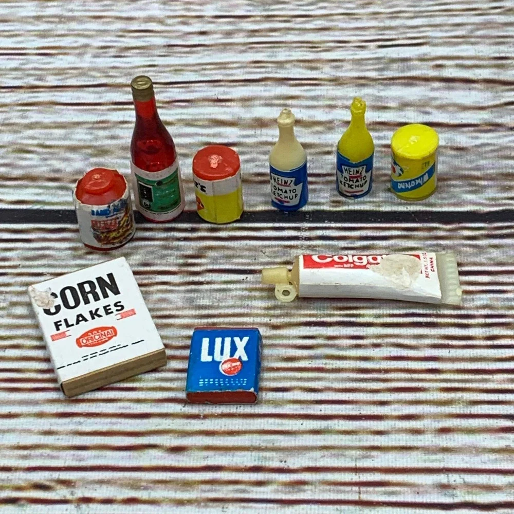 Vintage‎ Miniature Dollhouse Grocery Food Lot Heinz Colgate Lux Corn Flakes